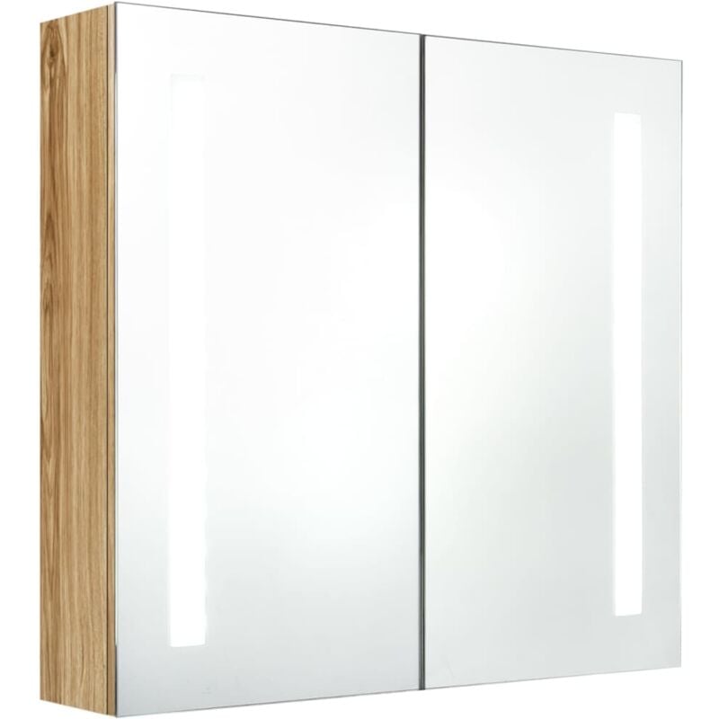 

vidaXL Armario de cuarto de baño con espejo y LED roble 62x14x60 cm - Blanco