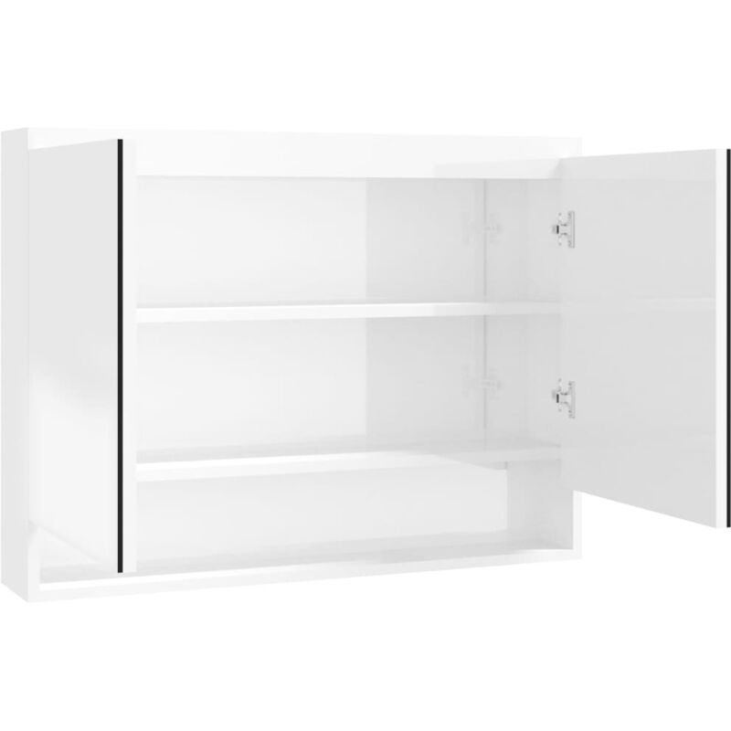

vidaXL Armario de espejo de baño MDF blanco brillante 80x15x60 cm