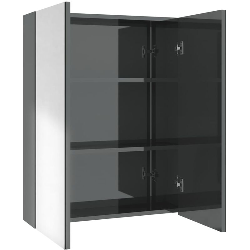 

vidaXL Armario de espejo de baño MDF gris brillante 60x15x75 cm - Gris
