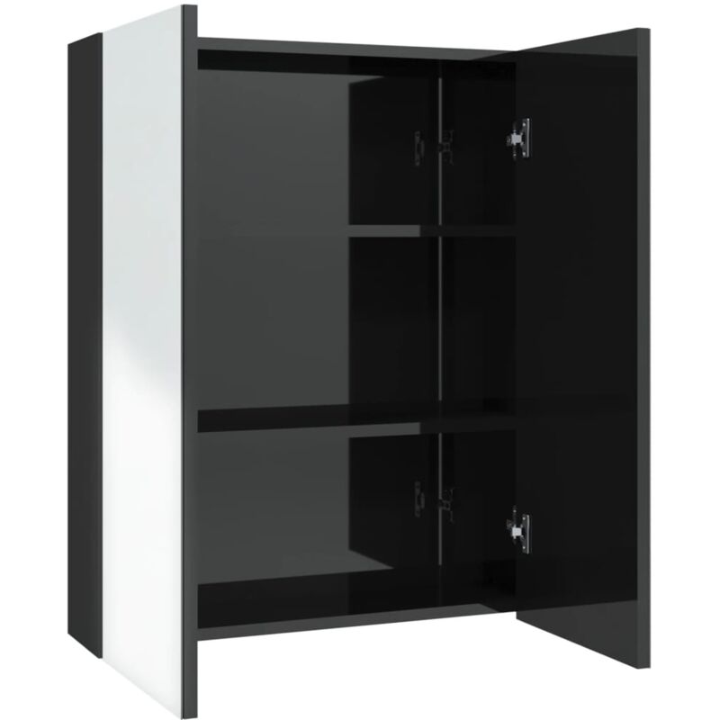 

Vidaxl - Armario de espejo de baño MDF negro brillante 60x15x75 cm - Negro