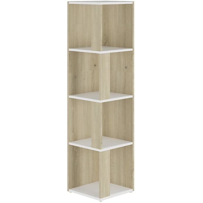 

vidaXL Armario de esquina aglomerado blanco y Sonoma 33x33x132 cm - Blanco
