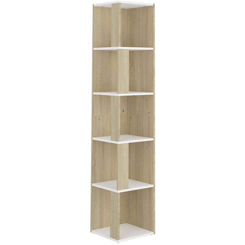 

vidaXL Armario de esquina aglomerado blanco y Sonoma 33x33x164,5 cm - Blanco