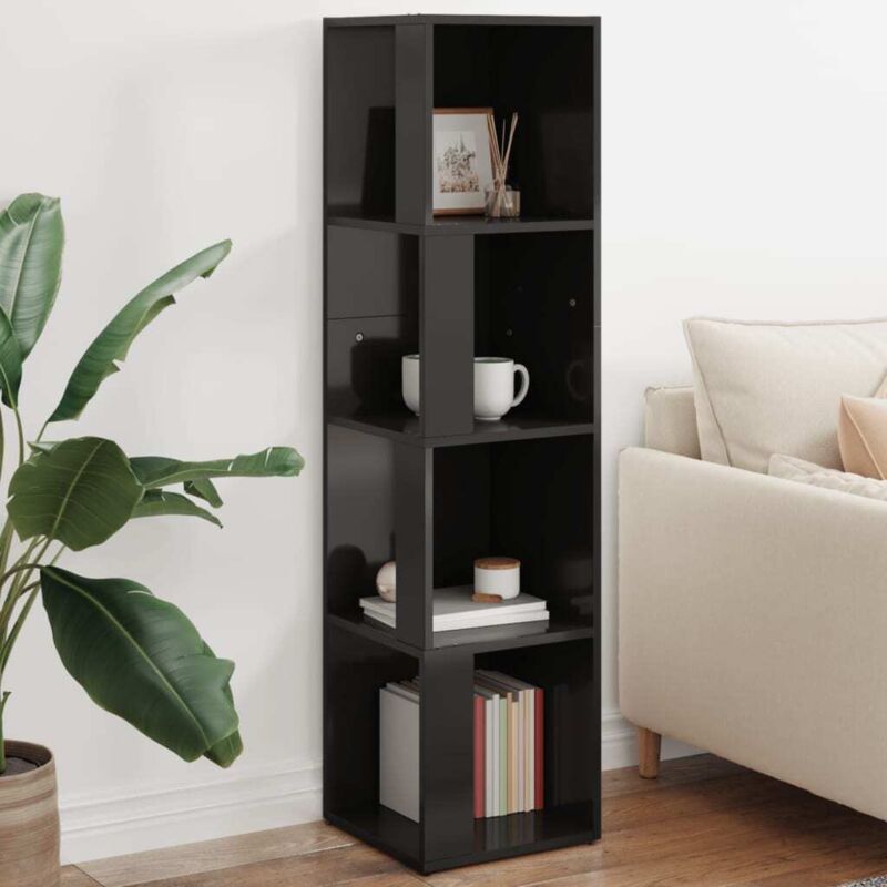 

vidaXL Armario de esquina aglomerado negro con brillo 33x33x132 cm - Negro