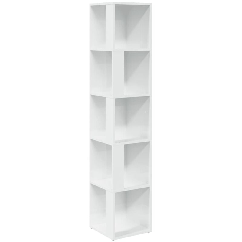 

vidaXL Armario de esquina aglomerado blanco con brillo 33x33x164,5 cm - Blanco