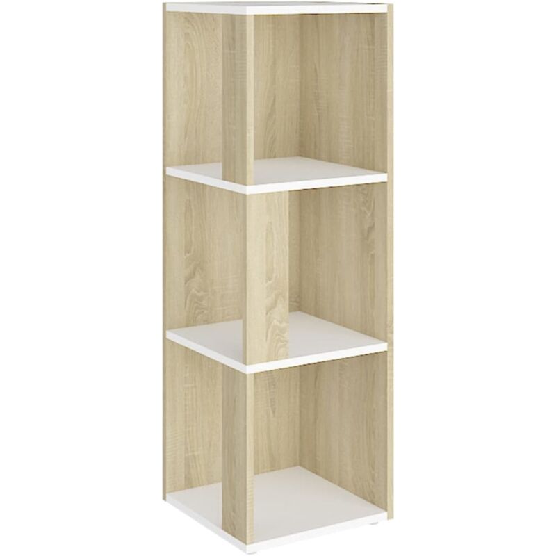 

vidaXL Armario de esquina aglomerado blanco y Sonoma 33x33x100 cm - Beige