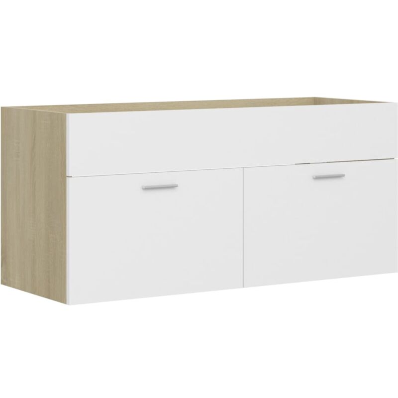 

vidaXL Armario de lavabo aglomerado blanco roble Sonoma 100x38,5x46 cm - Blanco