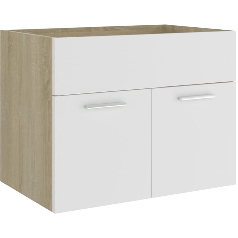 

vidaXL Armario de lavabo aglomerado blanco roble Sonoma 60x38,5x46 cm - Blanco