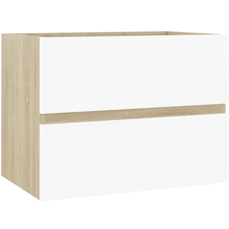 

Armario de lavabo aglomerado blanco y roble Sonoma 60x38,5x45cm - Beige - Vidaxl