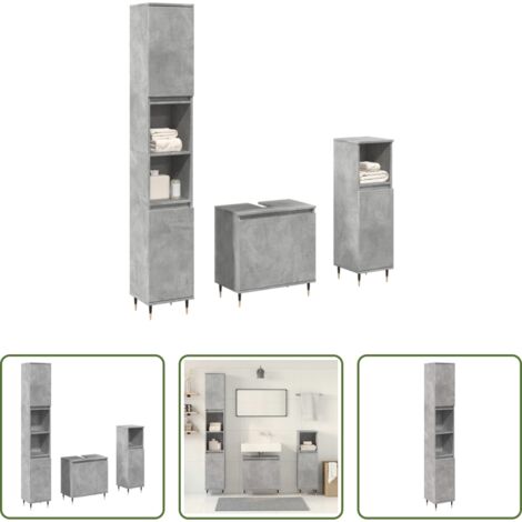 vidaXL Armario de lavabo -  Set muebles de baño 2 piezas madera contrachapada gris hormigón