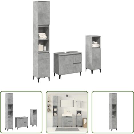vidaXL Armario de lavabo -  Set muebles de baño 2 piezas madera contrachapada gris hormigón