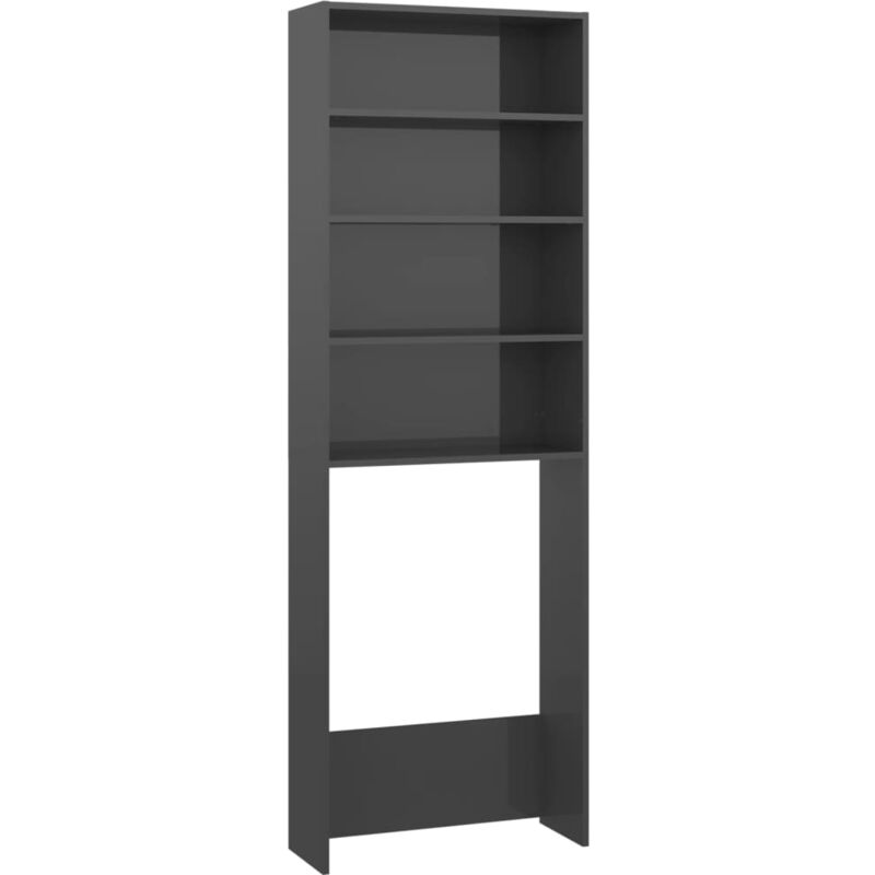 

vidaXL Armario de lavadora alto brillo gris 64x24x190 cm
