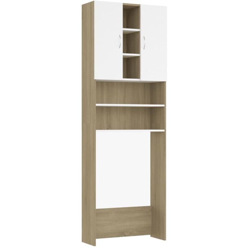 

vidaXL Armario de lavadora blanco roble Sonoma 64x25,5x190 cm