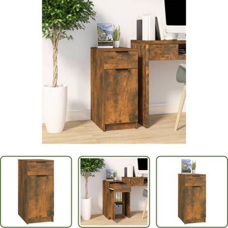 vidaXL Armario de madera -  Armario de escritorio aglomerado roble ahumado 33,5x50x75 cm