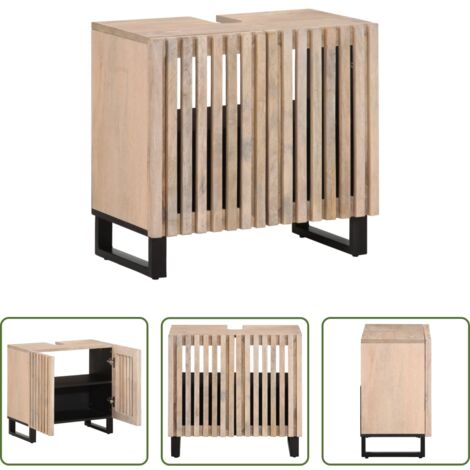vidaXL Armario de madera -  Armario de lavabo para baño madera maciza de mango 62x34x58 cm