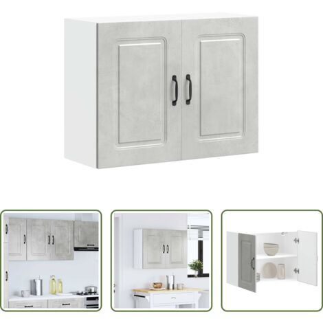 vidaXL Armario de madera -  Armario de pared cocina Kalmar madera ingeniería gris hormigón