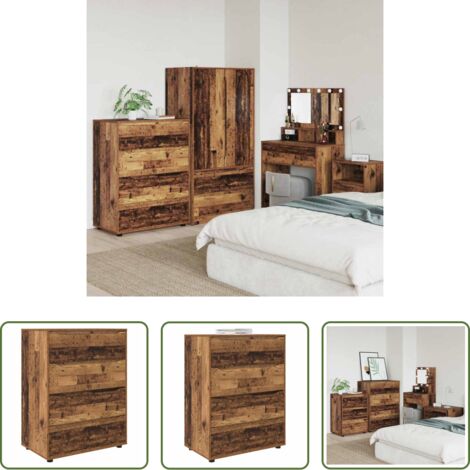 vidaXL Armario de madera -  Armarios de Almacenamiento 2 pcs Madera Vieja 80 x 48 x 105 cm