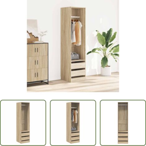 vidaXL Armario de madera contrachapada -  Armario cajones contrachapada color roble sonoma 50x50x200 cm