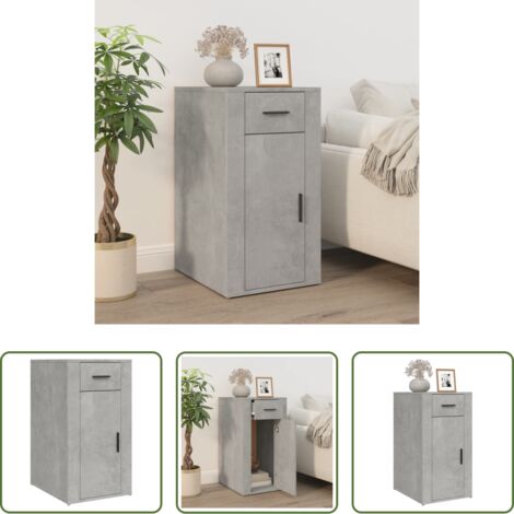 vidaXL Armario de madera contrachapada -  Armario de escritorio contrachapada gris hormigón 40x49x75 cm