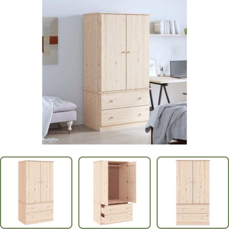 vidaXL Armario de madera maciza -  Armario ALTA madera maciza pino 90x55x170 cm