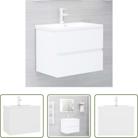 vidaXL Armario de madera -  Mueble con lavabo madera de ingeniería blanco