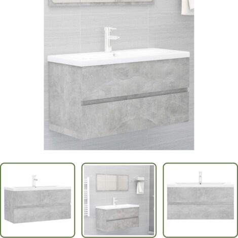 vidaXL Armario de madera -  Mueble con lavabo madera de ingeniería gris hormigón
