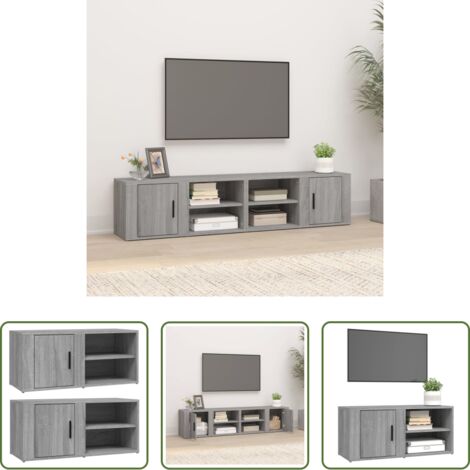 vidaXL Armario de madera -  Mueble TV 2 uds madera contrachapada gris Sonoma 80x31,5x36 cm