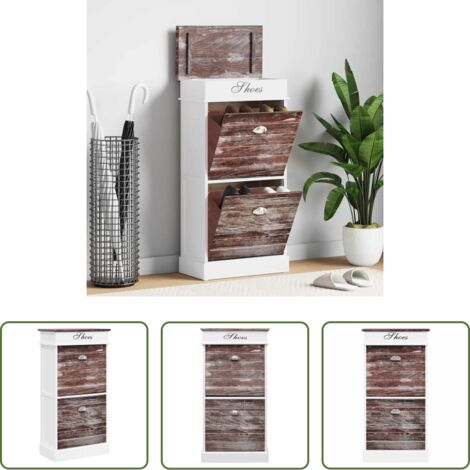 vidaXL Armario de madera -  Mueble zapatero de madera de Paulownia marrón 50x28x98 cm
