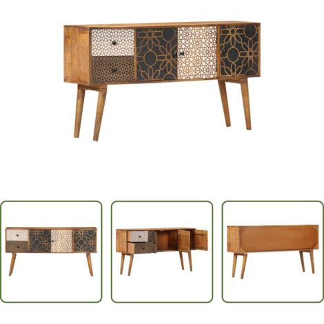 vidaXL Armario de mango -  Aparador con estampado madera maciza de mango 130x30x70 cm