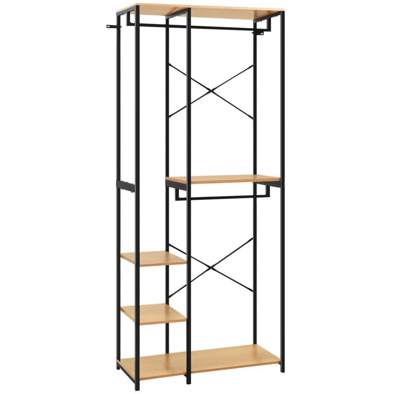

Armario de metal y aglomerado 90x40x213 cm roble color y negro - Negro - Vidaxl