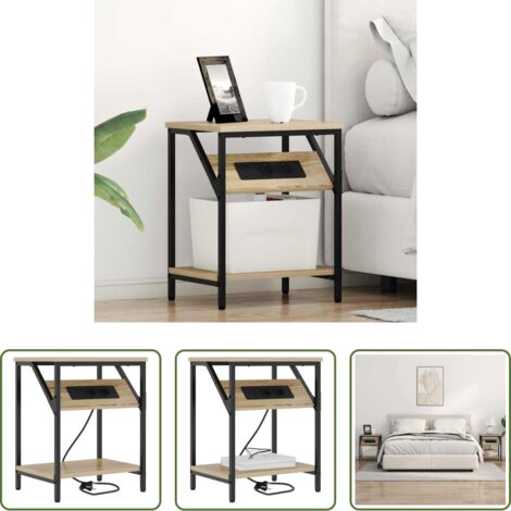 vidaXL Armario de noche con carga -  Armario de Noche Roble Sonoma 38 x 30 x 48 cm