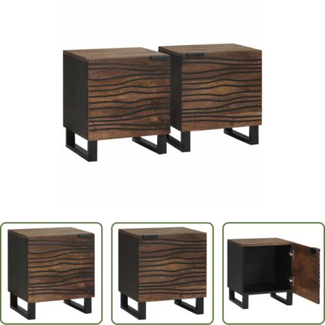 vidaXL Armario de noche para dormitorio -  Armario de Noche 2 pcs Nogal 40 x 33 x 46 cm
