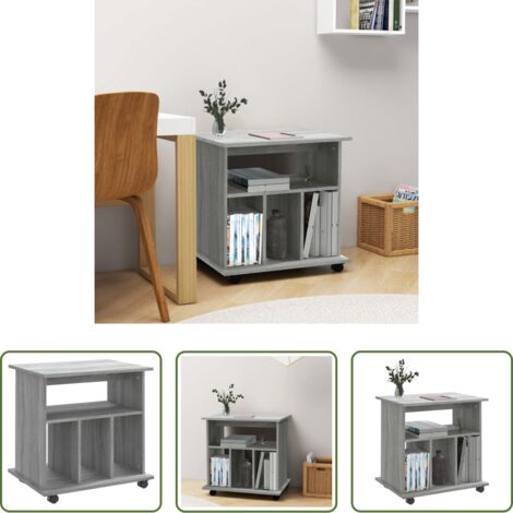 vidaXL Armario de oficina -  Armario con ruedas madera contrachapada gris Sonoma 60x45x60 cm