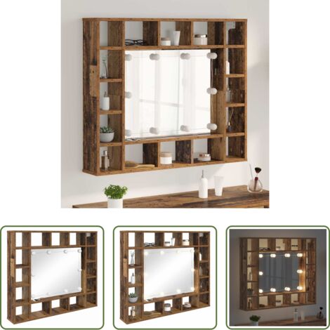 vidaXL Armario de pared -  Armario con Espejo Madera envejecida 91 x 15 x 76,5 cm