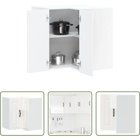 vidaXL Armario de pared -  Armario de cocina de esquina pared Kalmar blanca de alto brillo