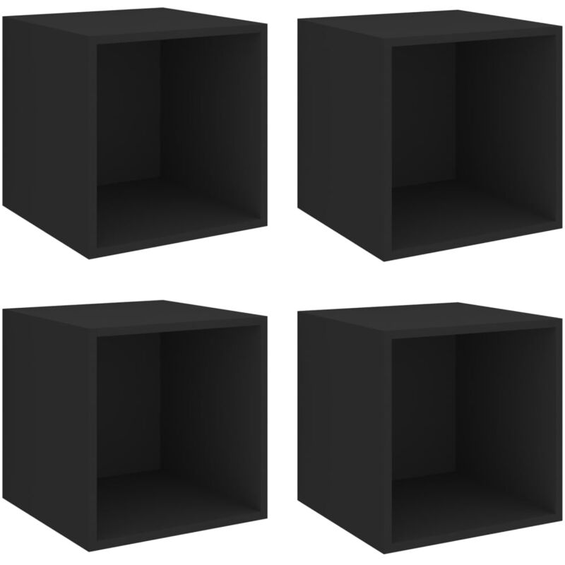 

vidaXL Armarios de pared 37x37x37 cm aglomerado 4 uds negro - Negro