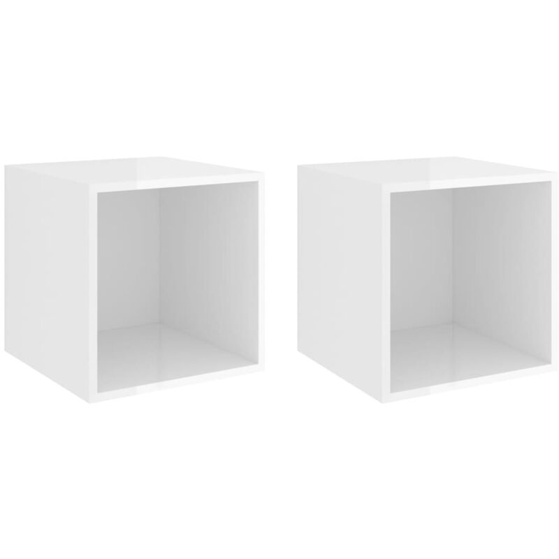 

vidaXL Armarios de pared 37x37x37 cm aglomerado 2 uds blanco brillo - Blanco