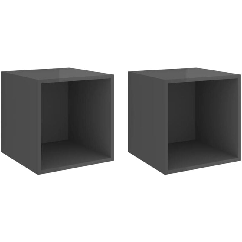 

vidaXL Armarios de pared 37x37x37 cm aglomerado 2 uds gris brillo - Gris