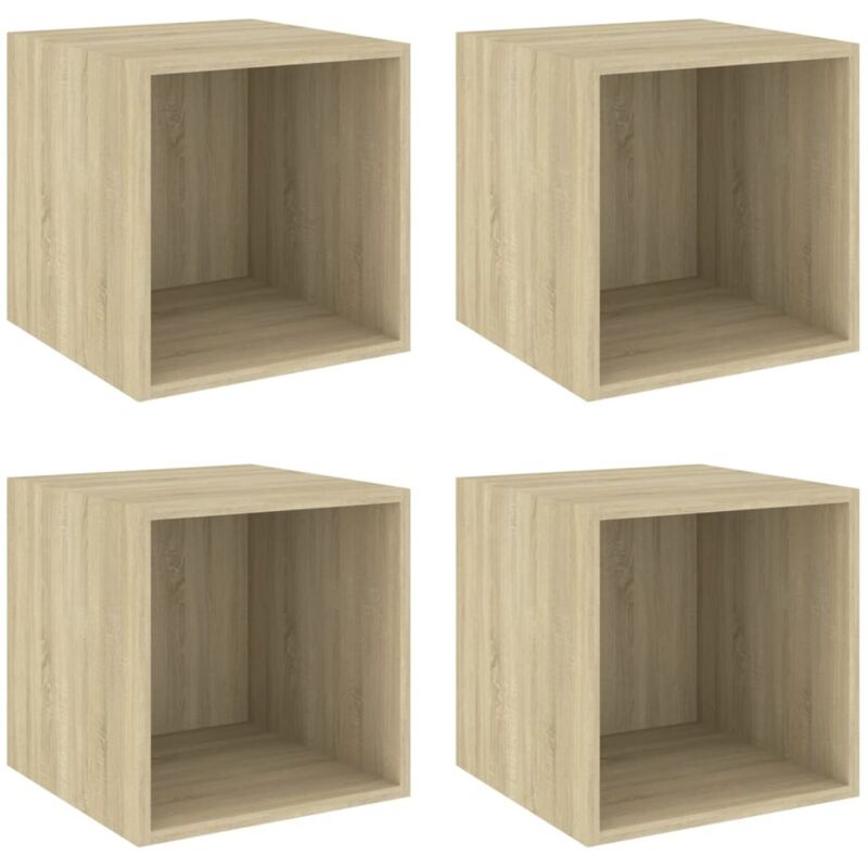 

vidaXL Armarios de pared 37x37x37 cm aglomerado 4 uds color roble Sonoma - Marrón