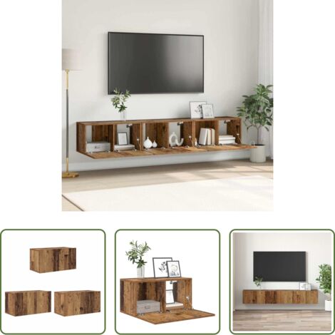 vidaXL Armario de pared -  Conjunto de mueble de TV 3 pcs Marrón 60 x 30 x 30 cm