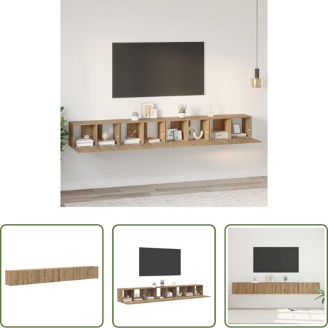 vidaXL Armario de pared -  Conjunto de mueble de TV 4 pcs Roble artesanal 60 x 30 x 30 cm