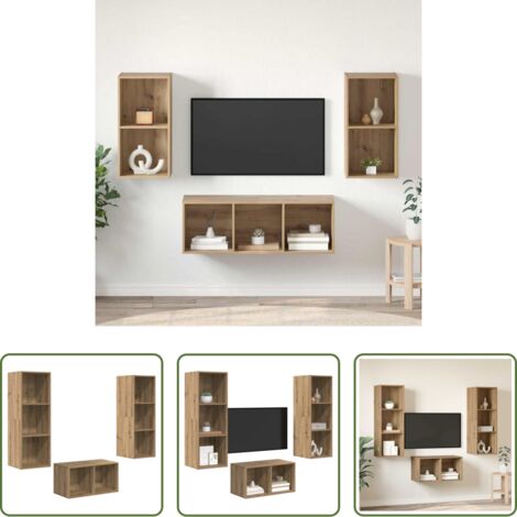 vidaXL Armario de pared -  Conjunto de mueble de TV Roble artesanal 37 x 37 x 107 cm