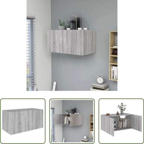 vidaXL Armario de pared gris -  Armario de pared madera de ingeniería gris Sonoma 80x39x40 cm