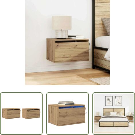 vidaXL Armario de pared -  Mesita de noche de pared 2 pcs Roble artesanal 50 x 36 x 30 cm