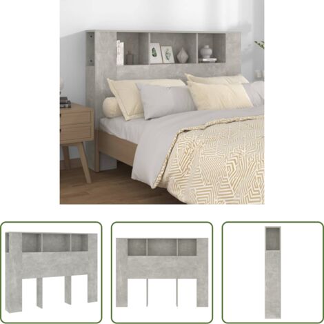 vidaXL Armario de pared -  Mueble cabecero gris hormigón 140x18,5x104,5 cm