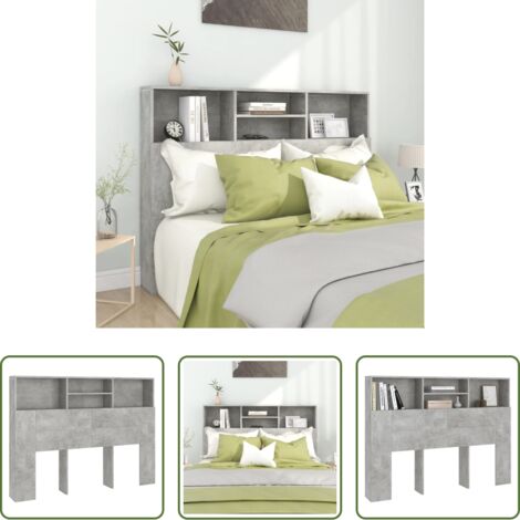 vidaXL Armario de pared -  Mueble cabecero gris hormigón 140x19x103,5 cm