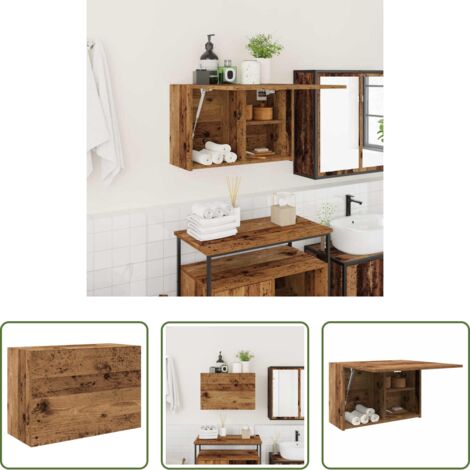 vidaXL Armario de pared -  Mueble de pared baño madera ingeniería envejecida 60x25x40 cm