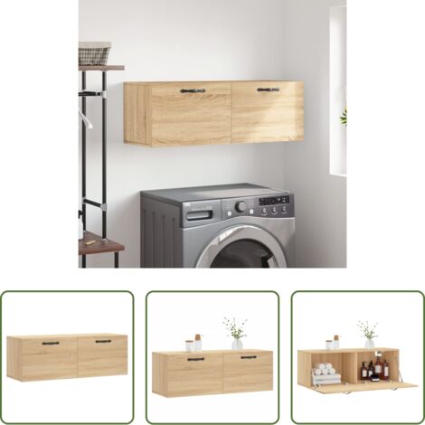vidaXL Armario de roble -  Armario de pared madera ingeniería roble Sonoma 100x36,5x35 cm