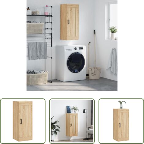 vidaXL Armario de roble -  Armario de pared madera ingeniería roble Sonoma 34,5x34x90 cm