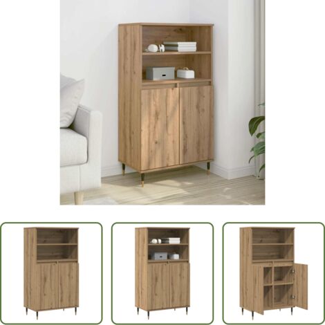 vidaXL Armario de roble artesanal -  Aparador alto madera ingeniería roble artisian 60x36x110 cm