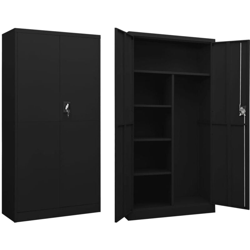 

vidaXL Armario de taquilla de acero negro 90x40x180 cm - Negro